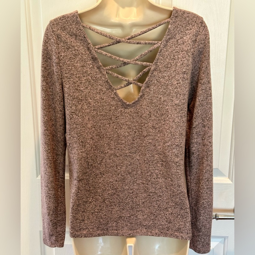 Sweater/criss cross back. Small. Muted Purple. Very soft! Clean